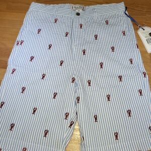 Classic Prep Blue Hudson Striped Lobster Vista Blue Seersucker Short Boys 14 New